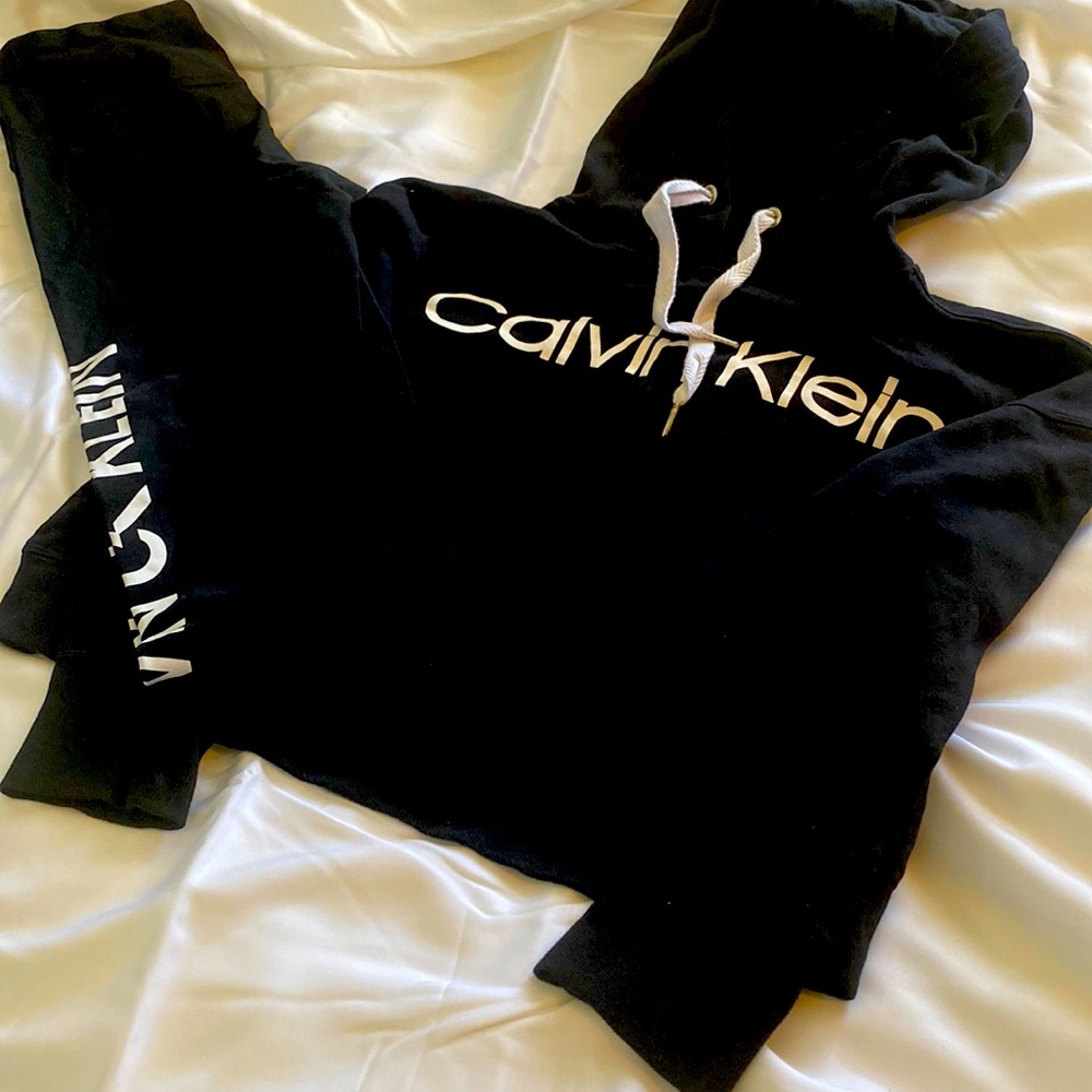 Black Calvin Kline 2piece crop hoodie and leggings